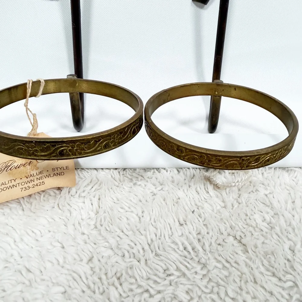 Vintage Set of Brass Sconces Art Nouveau Floral Candle Vase Votive Holders 9.75